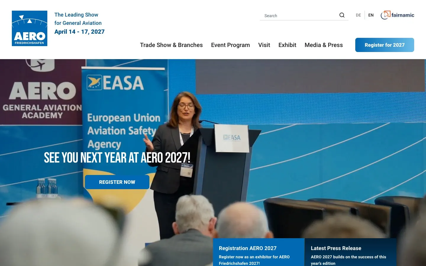 The website of AERO Friedrichshafen