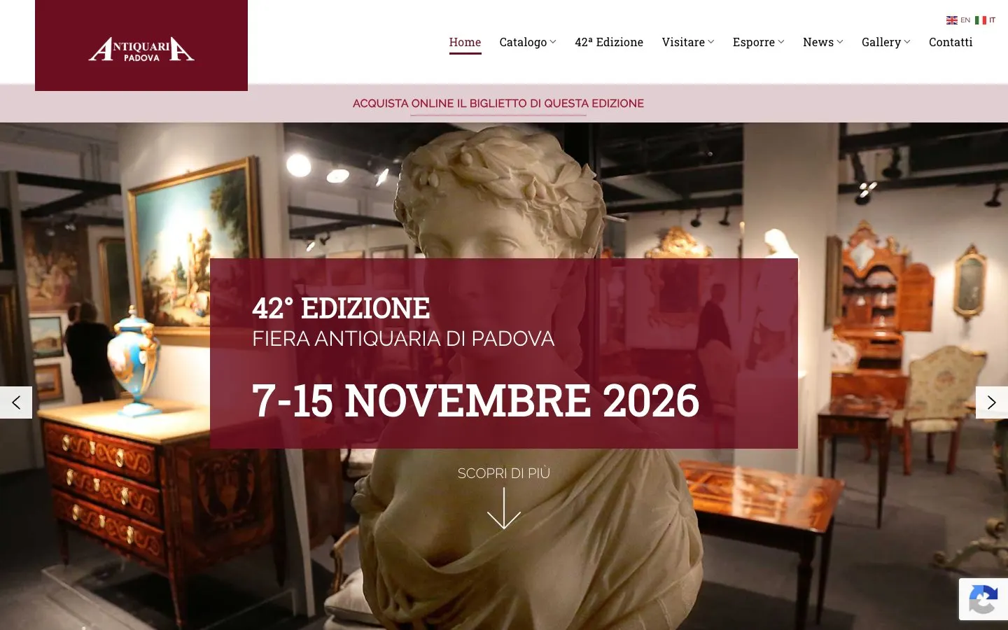 The website of Antiquaria Padova