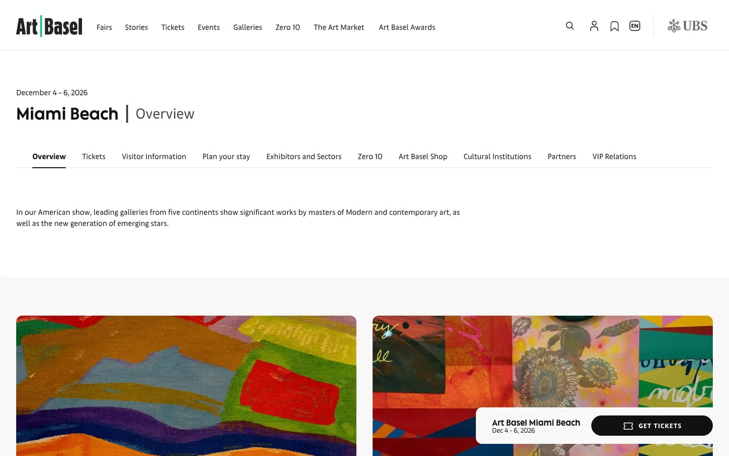 The website of Art Basel Miami Beach