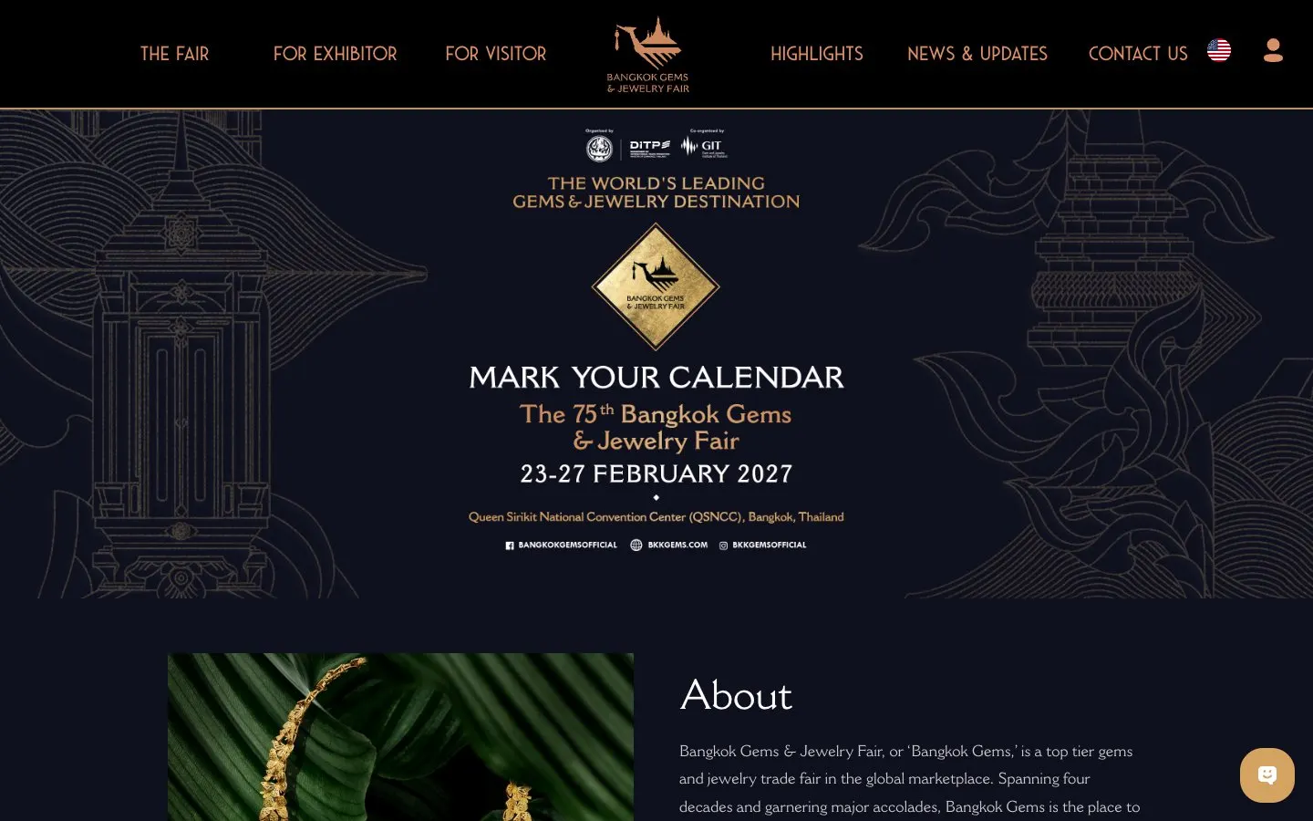 Die Website von Bangkok Gems & Jewelry Fair