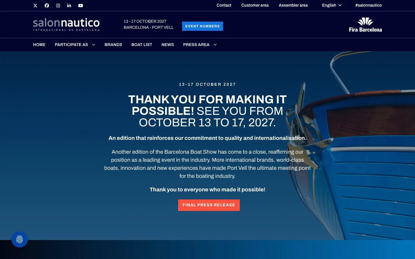 The website of Barcelona Boat Show