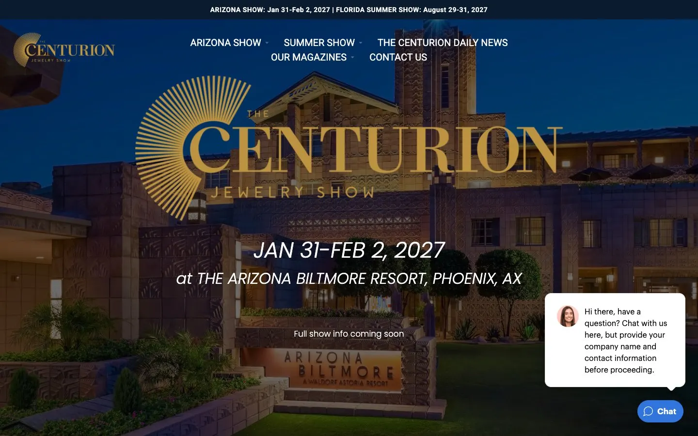 The website of Centurion Jewelry Show