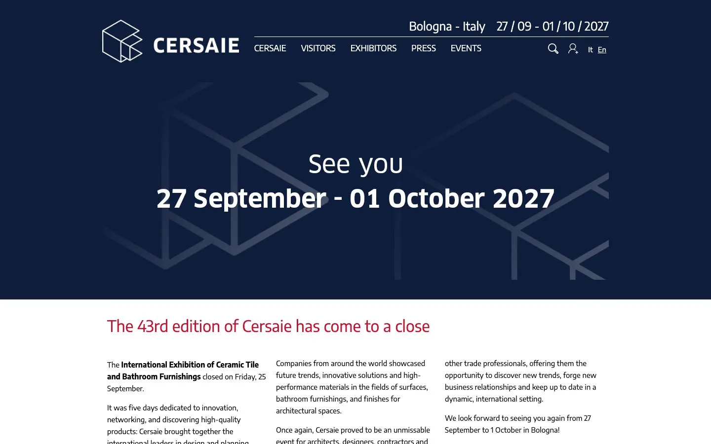 The website of Cersaie