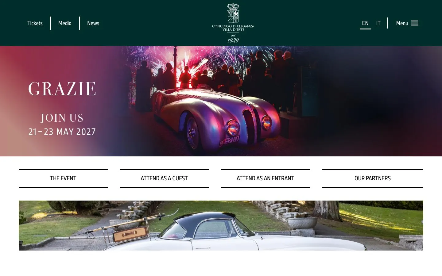 Die Website von Concorso d'Eleganza Villa d'Este