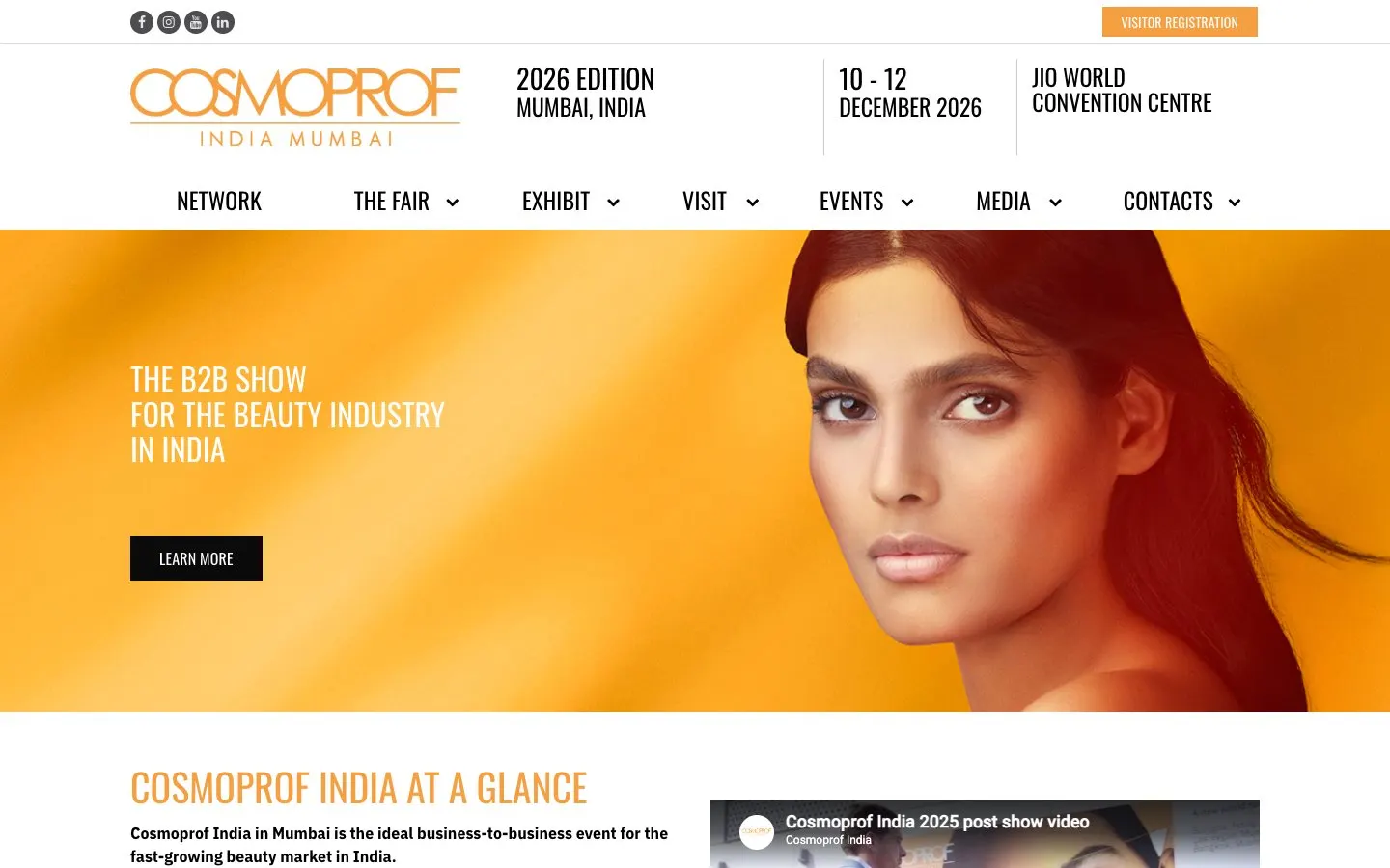The website of Cosmoprof India