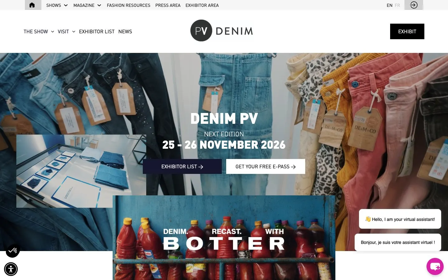 The website of Denim Première Vision
