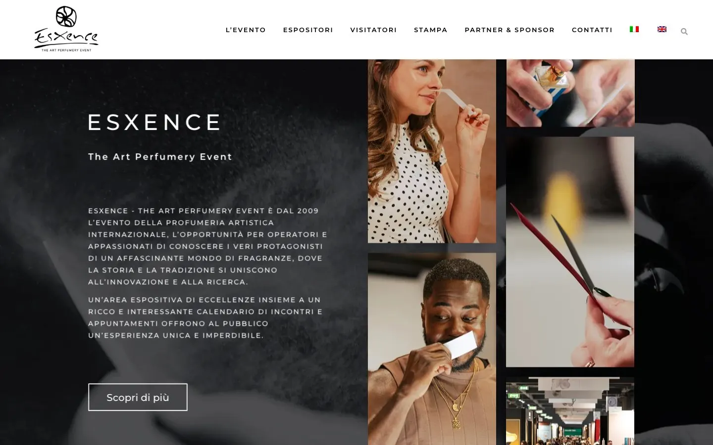The website of Esxence – The Art Perfumery Event