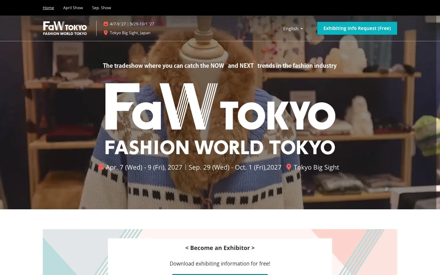 The website of Fashion World Tokyo (FaW TOKYO)