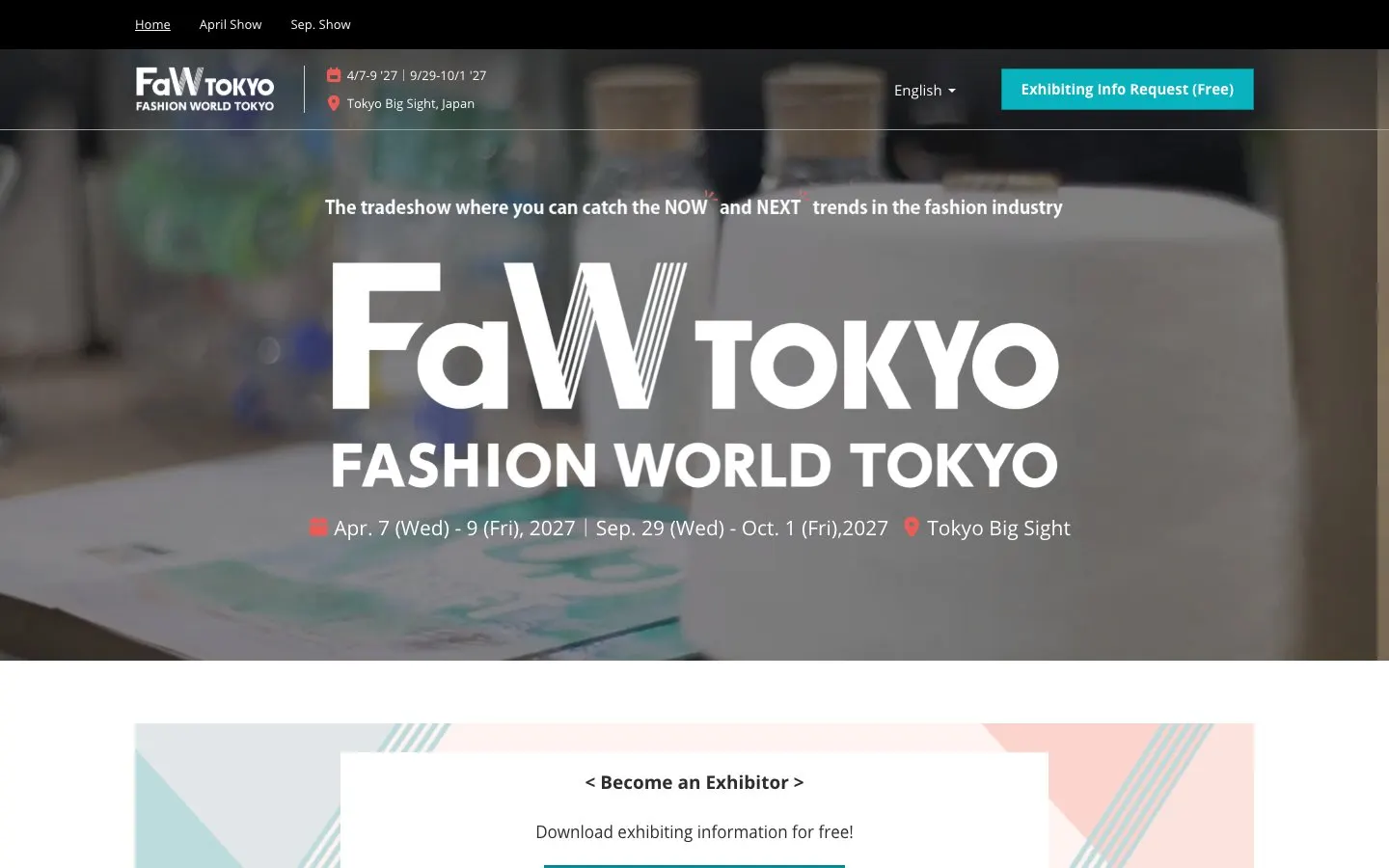 The website of Fashion World Tokyo (FaW TOKYO)