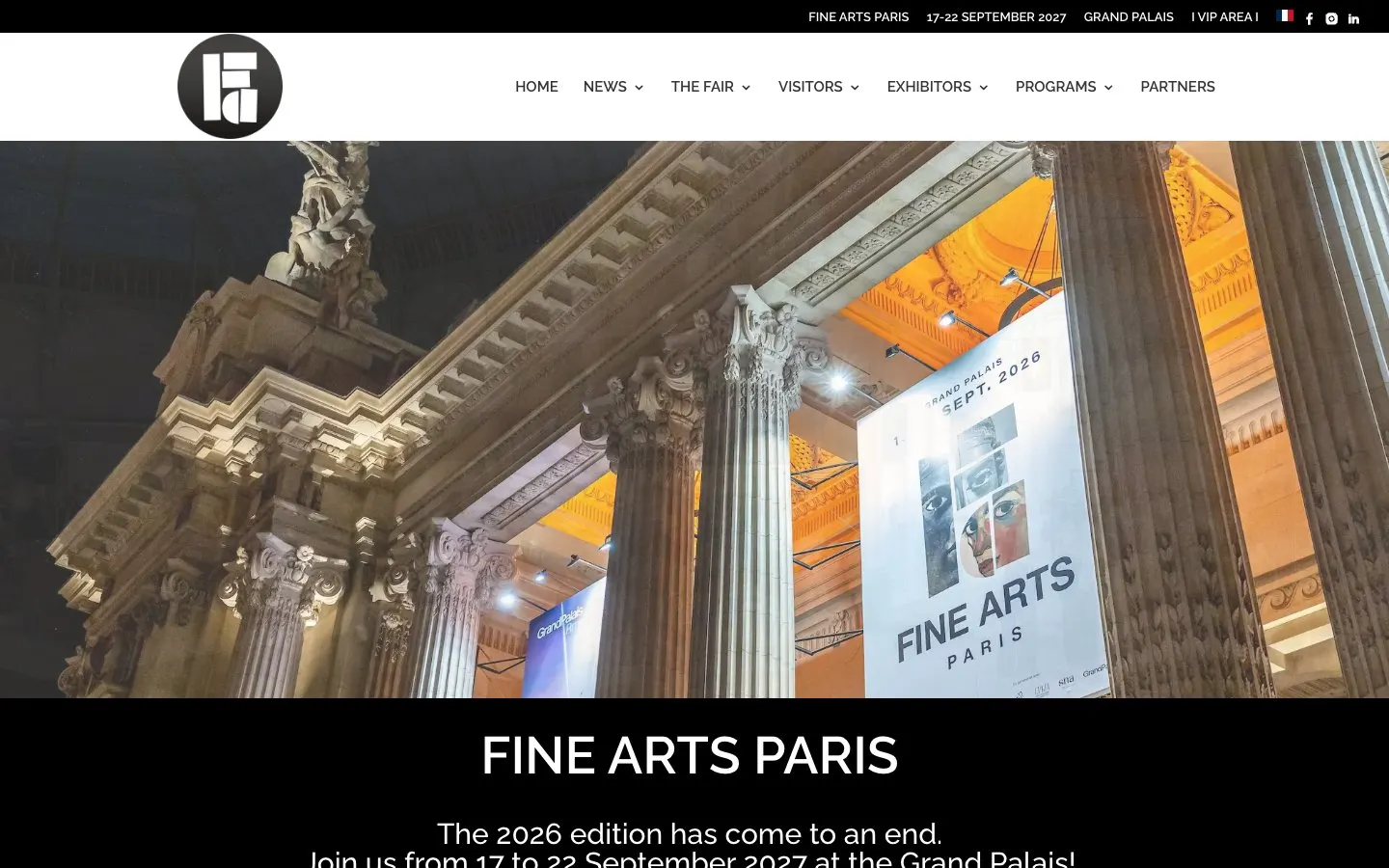 The website of Fine Arts Paris