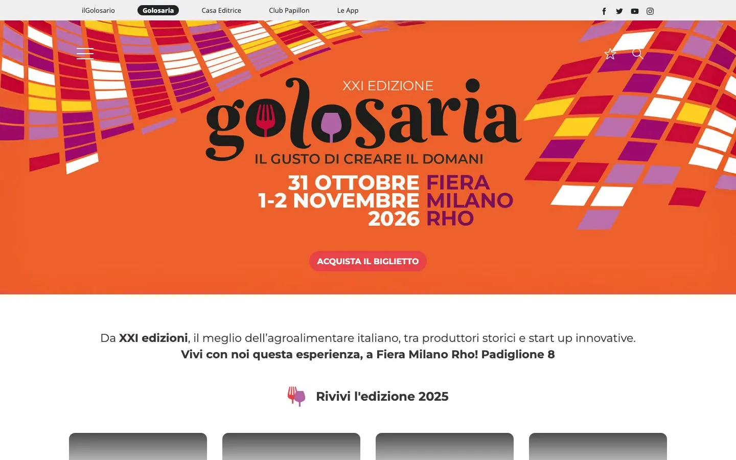 El sitio web de Golosaria Milano