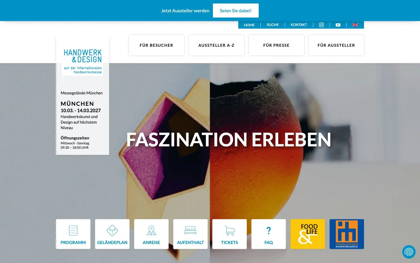 The website of Handwerk & Design (IHM)