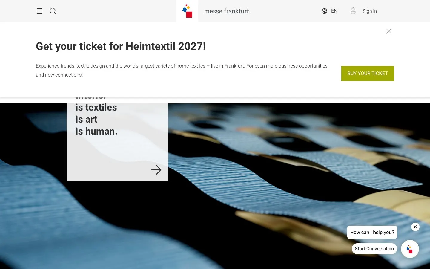 The website of Heimtextil