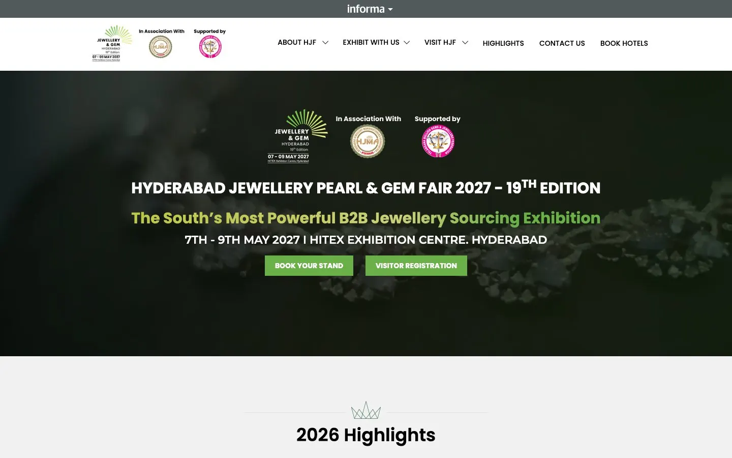 The website of Hyderabad Jewellery Pearl & Gem Fair