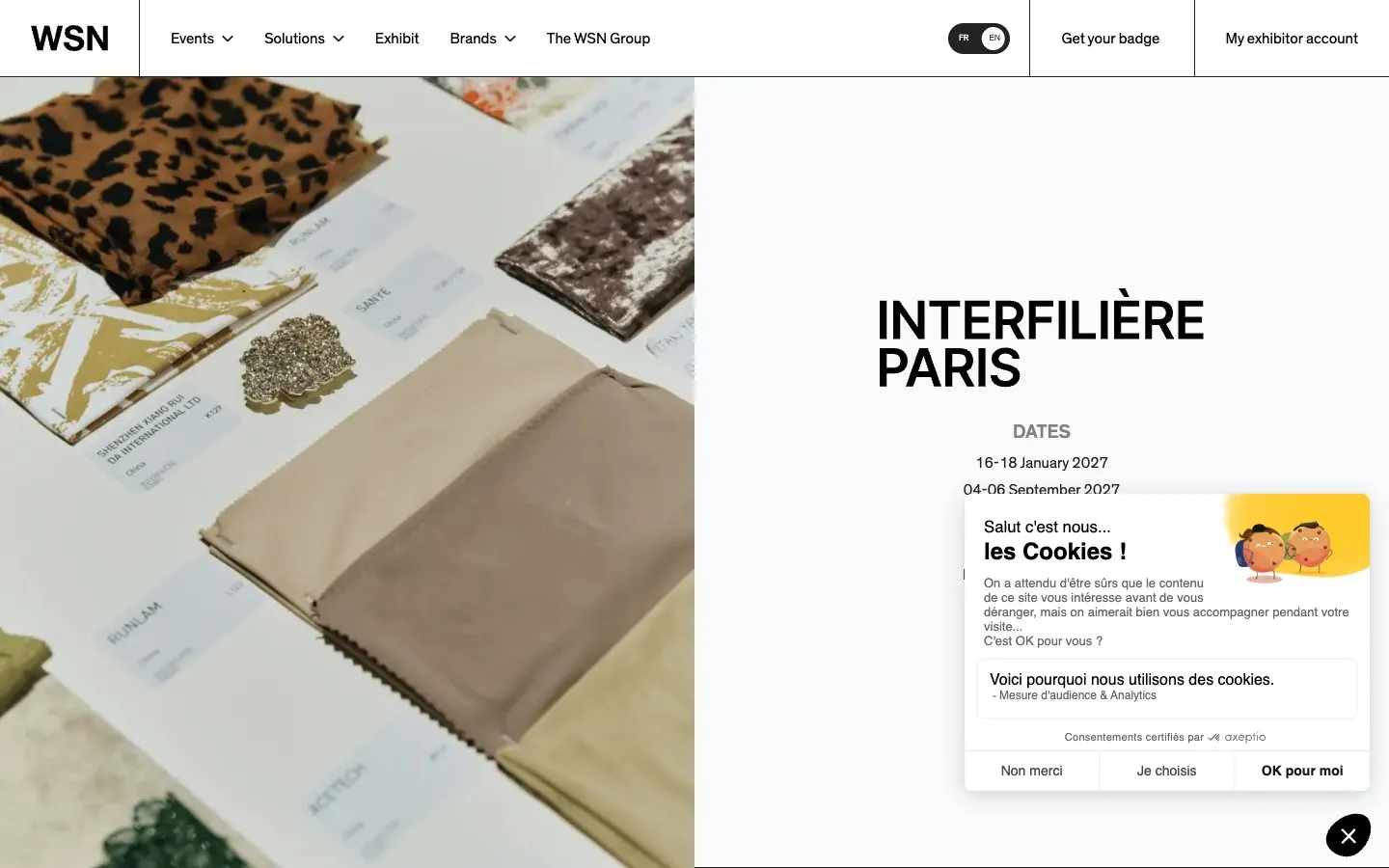 The website of Interfilière Paris