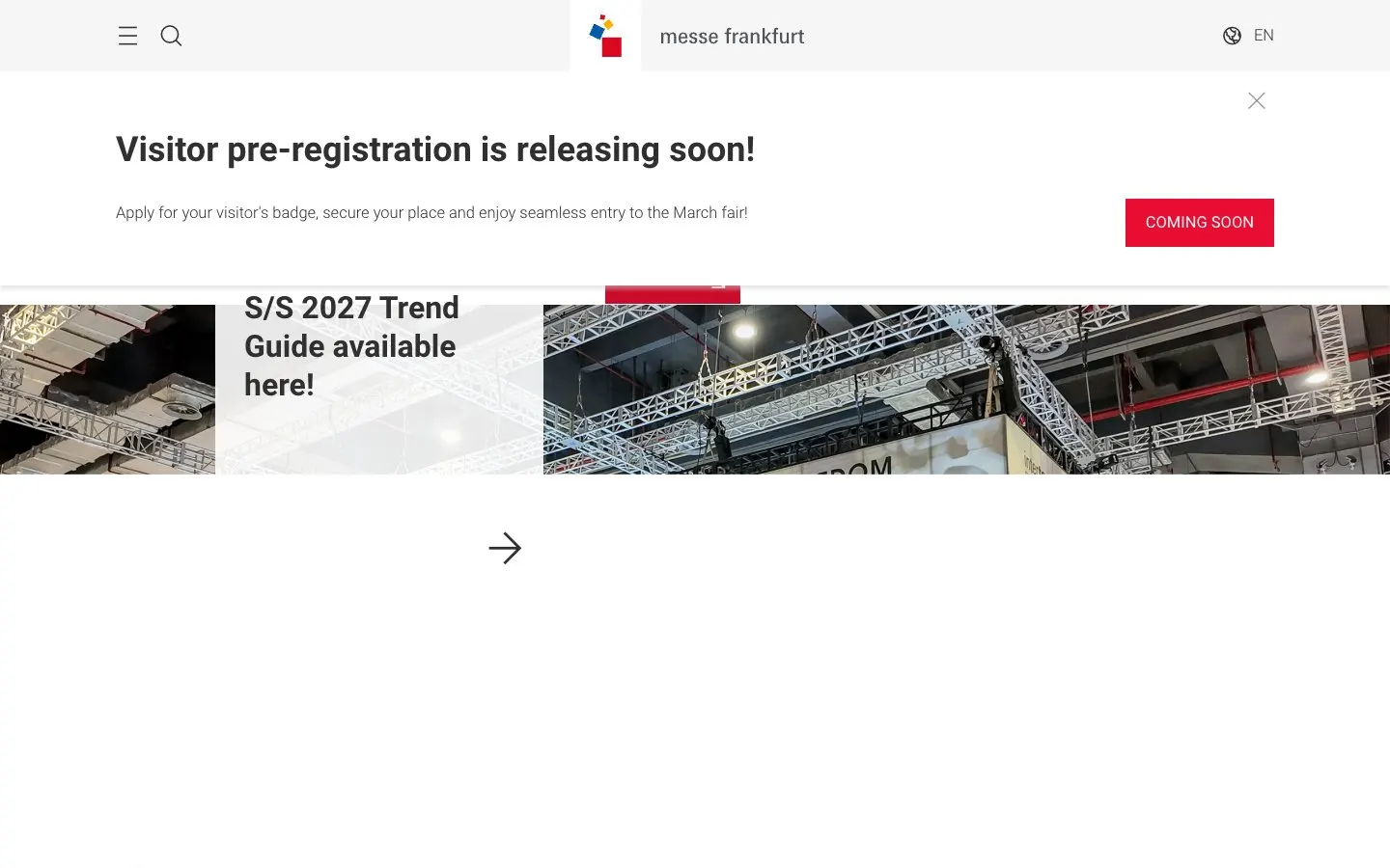 The website of Intertextile Shanghai Apparel Fabrics