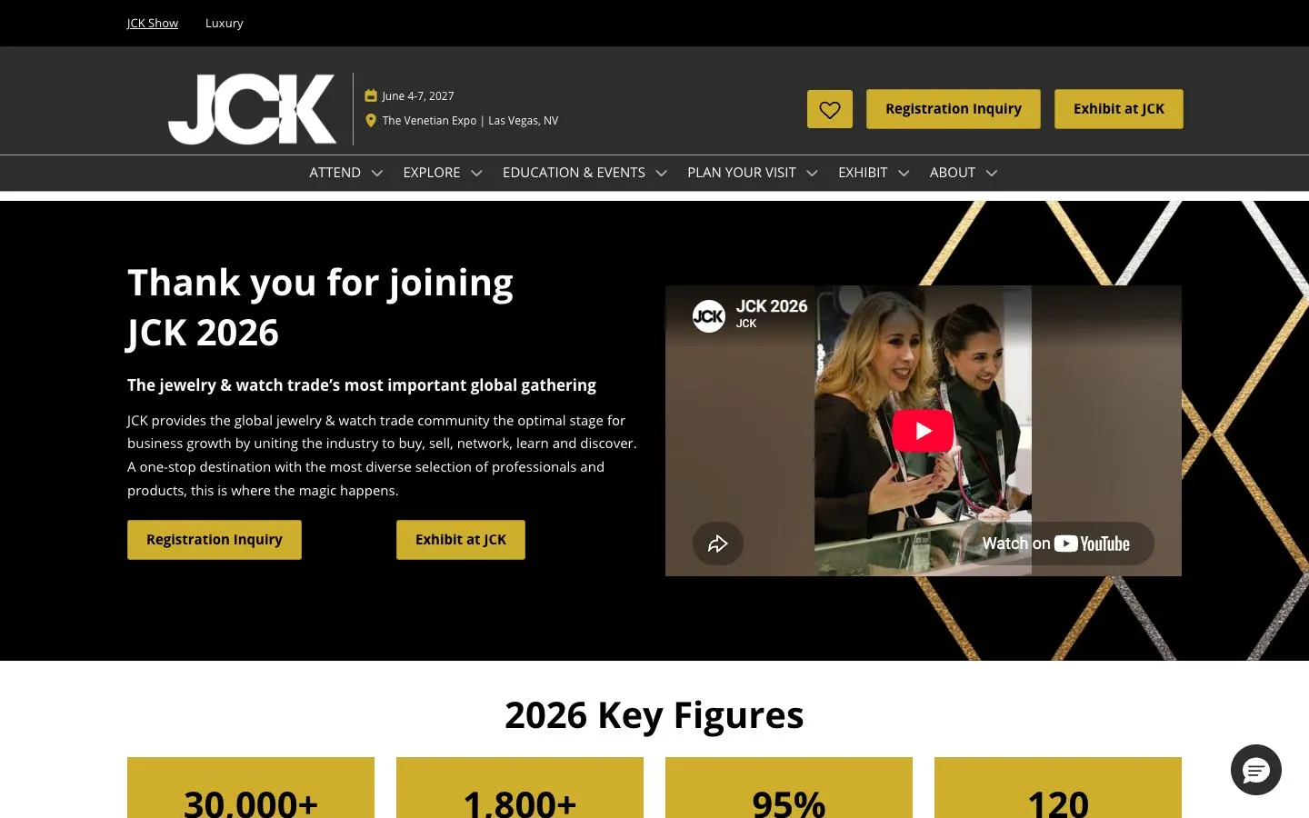 The website of JCK Las Vegas