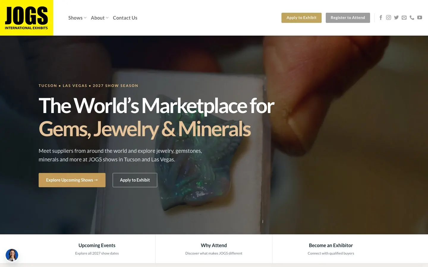 The website of JOGS Tucson Winter Gem & Jewelry Show