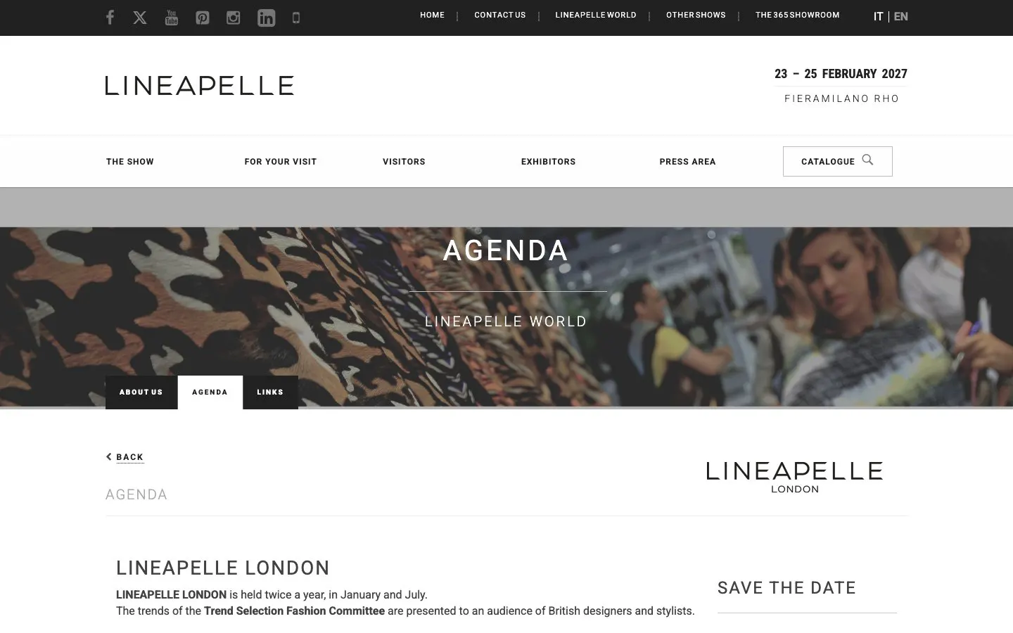 The website of Lineapelle London