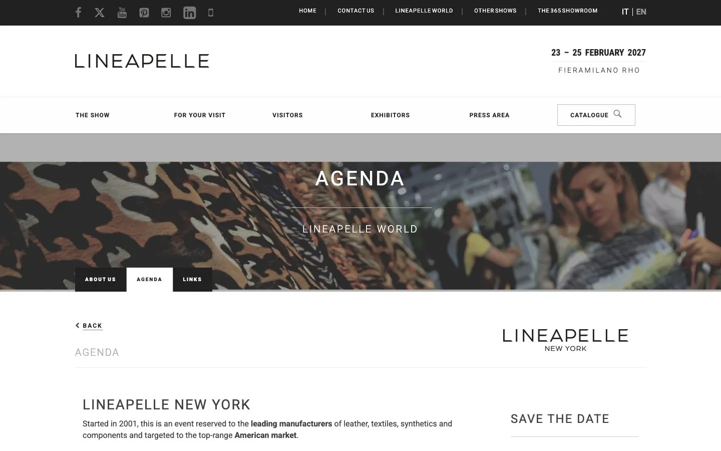 The website of Lineapelle New York