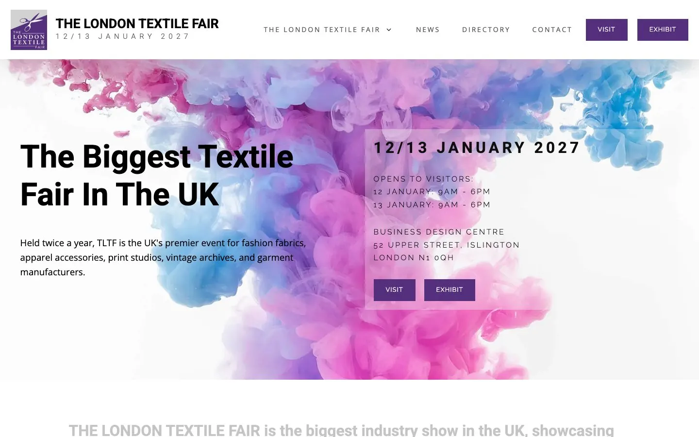 The website of The London Textile Fair