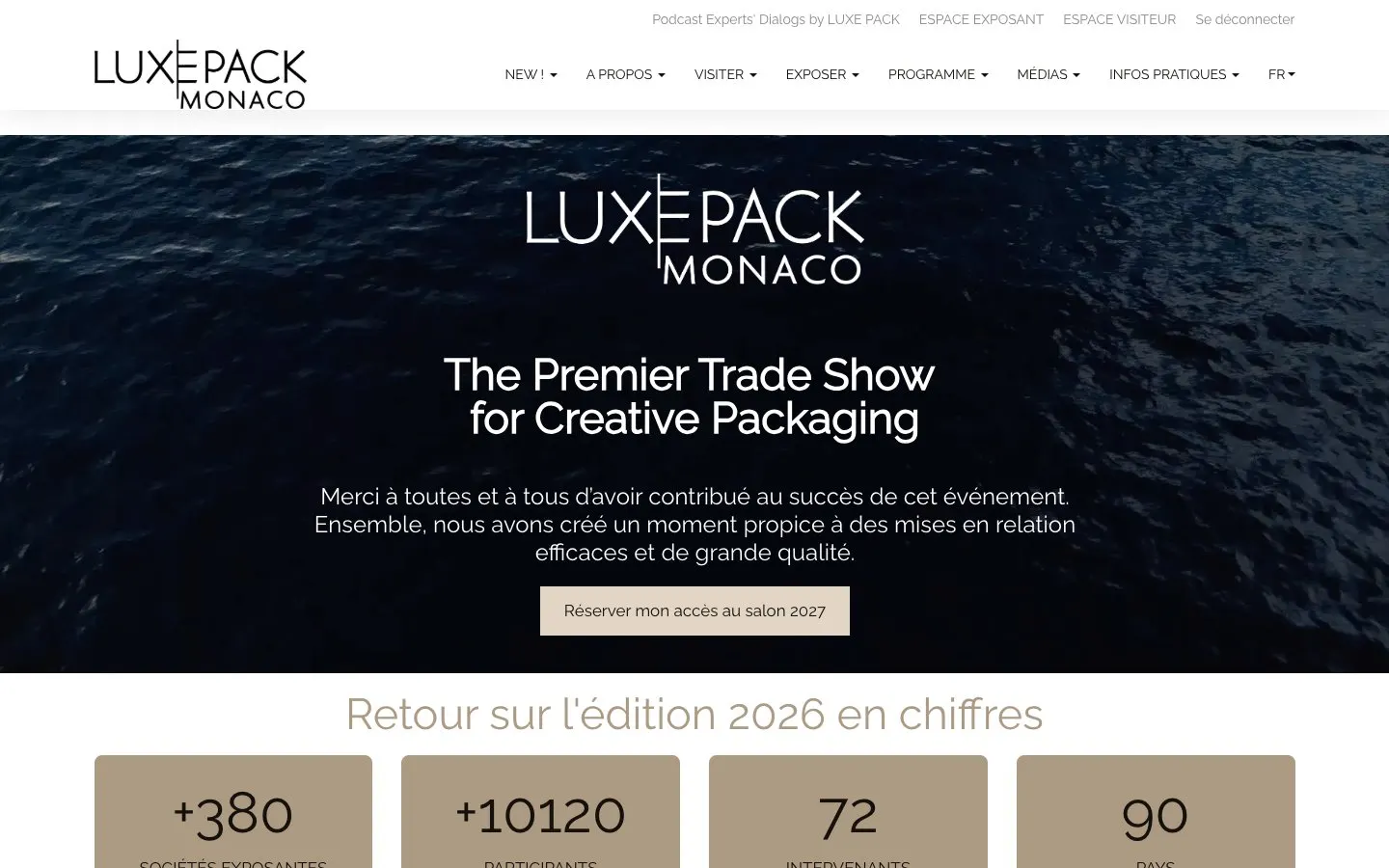 The website of LUXE PACK World (già LUXE PACK Monaco)