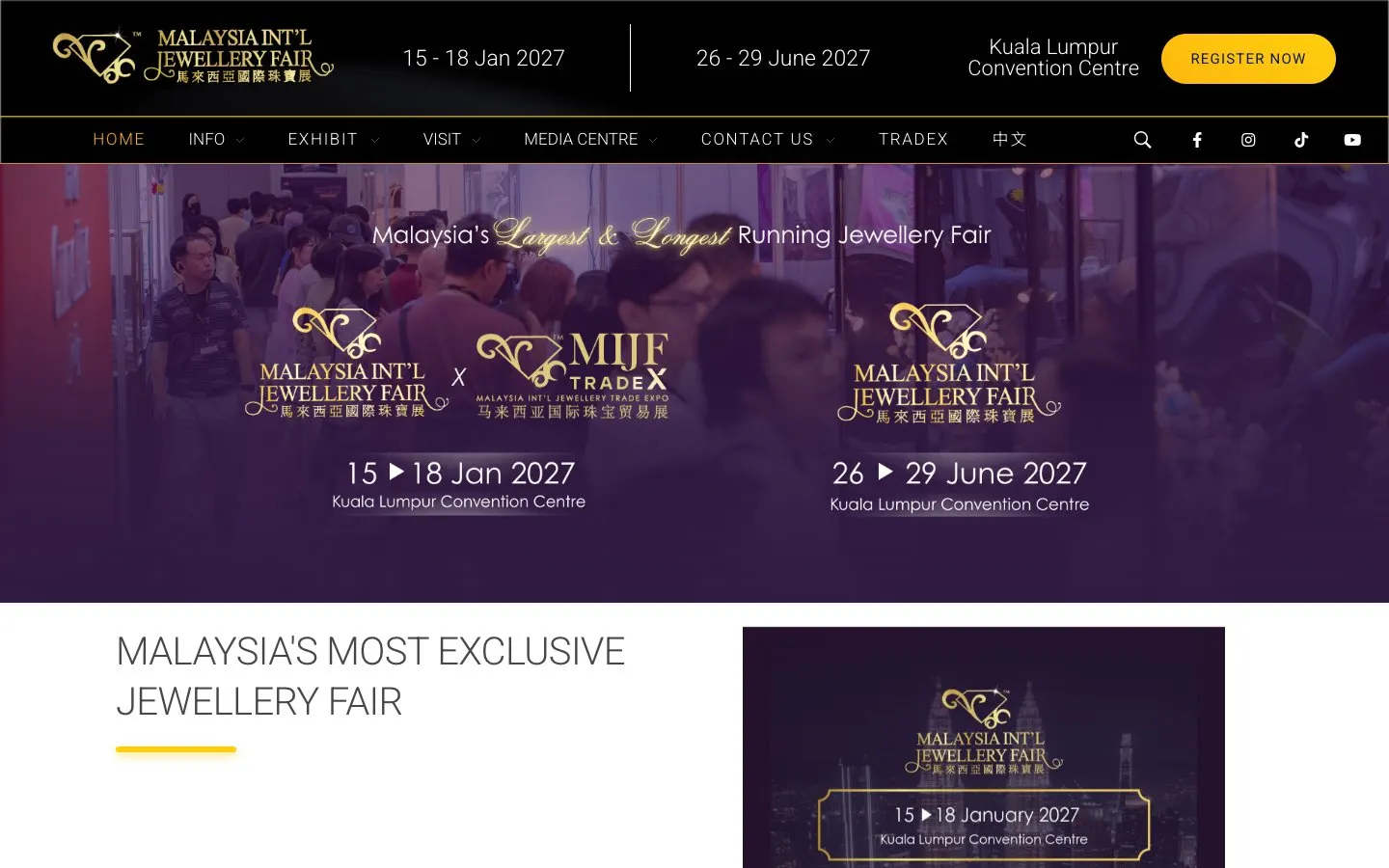 The website of Malaysia International Jewellery Fair (MIJF)