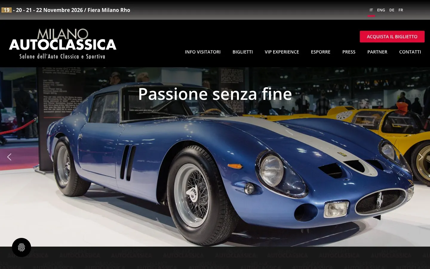 The website of Milano AutoClassica