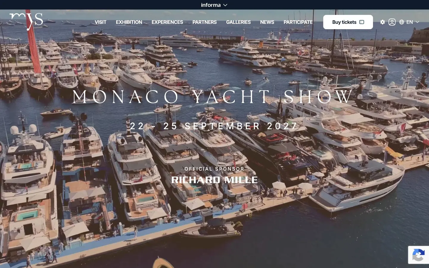 The website of Monaco Yacht Show