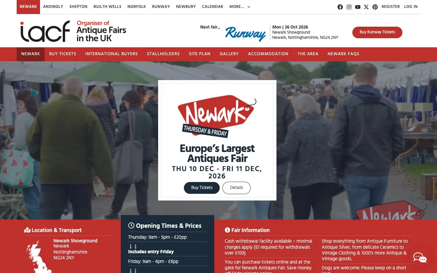 The website of Newark International Antiques & Collectors Fair