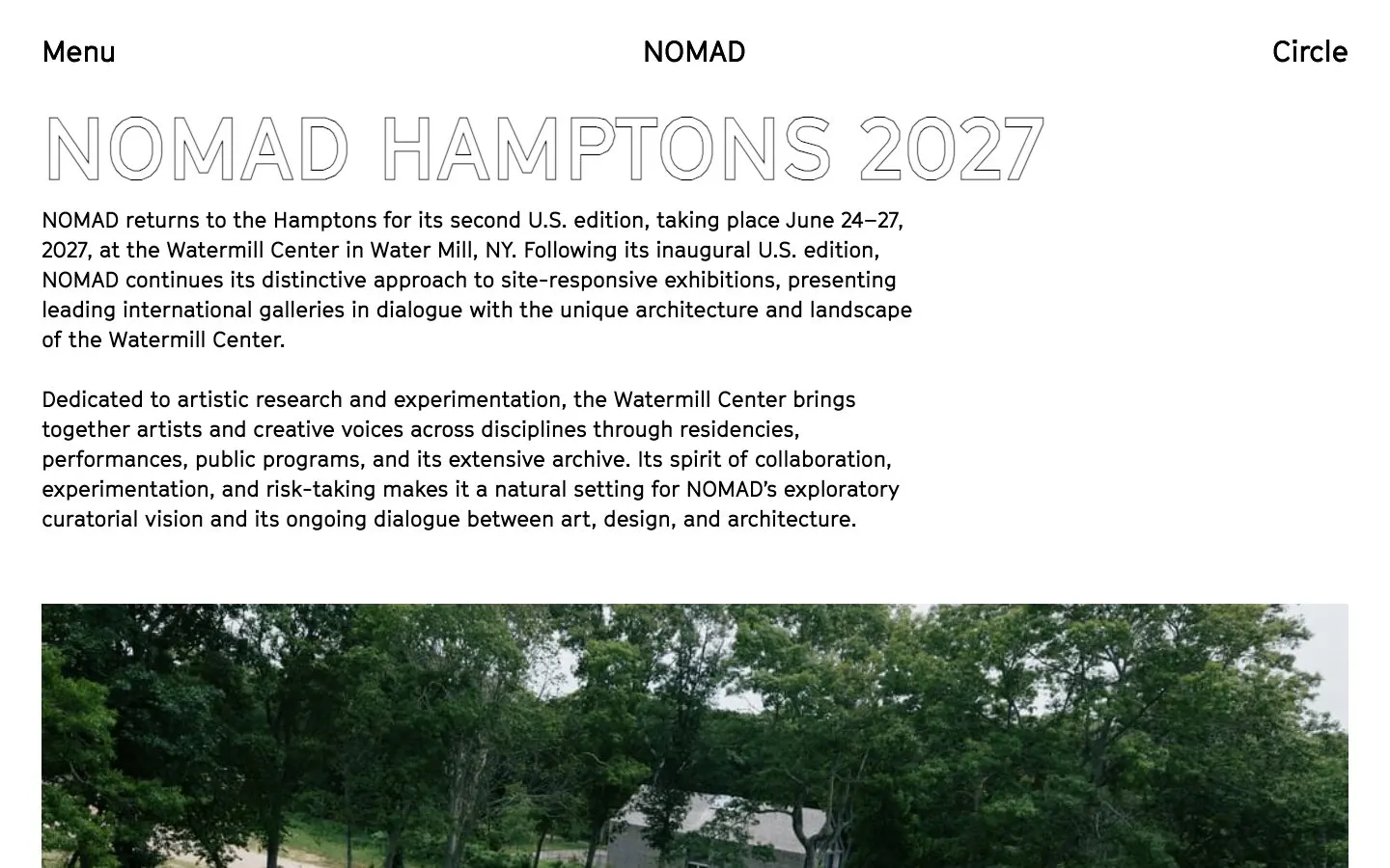 The website of NOMAD Hamptons
