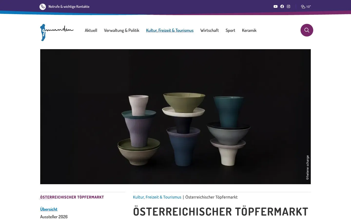 The website of Österreichischer Töpfermarkt Gmunden