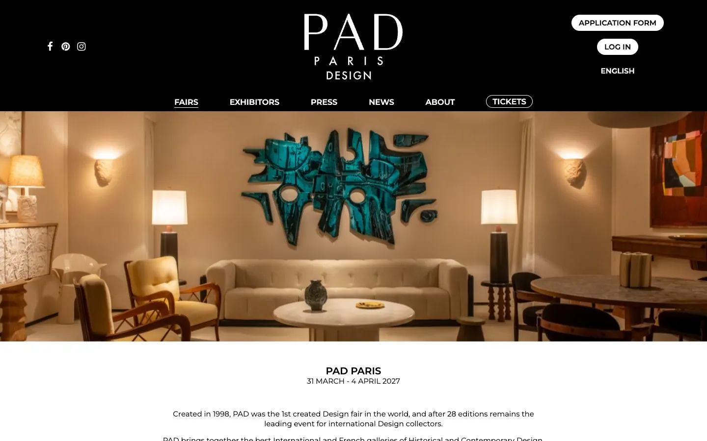 The website of PAD Paris