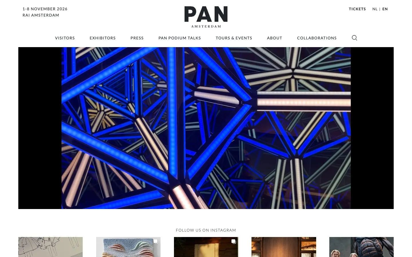 The website of PAN Amsterdam