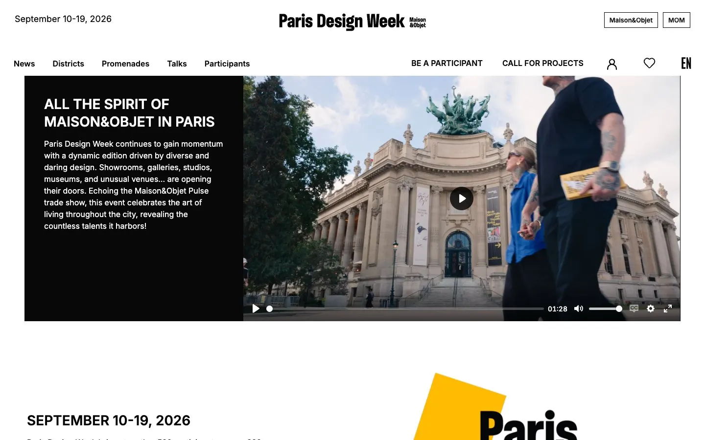 Die Website von Paris Design Week