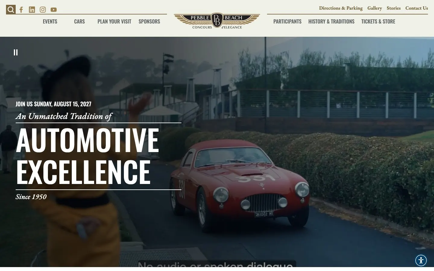 The website of Pebble Beach Concours d'Elegance