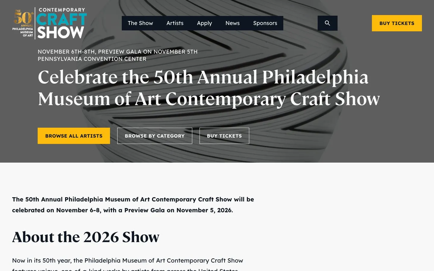 The website of Philadelphia Museum of Art Contemporary Craft Show