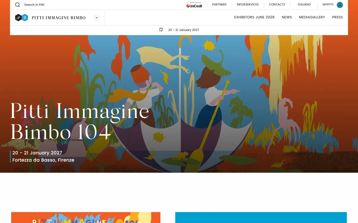 The website of Pitti Bimbo