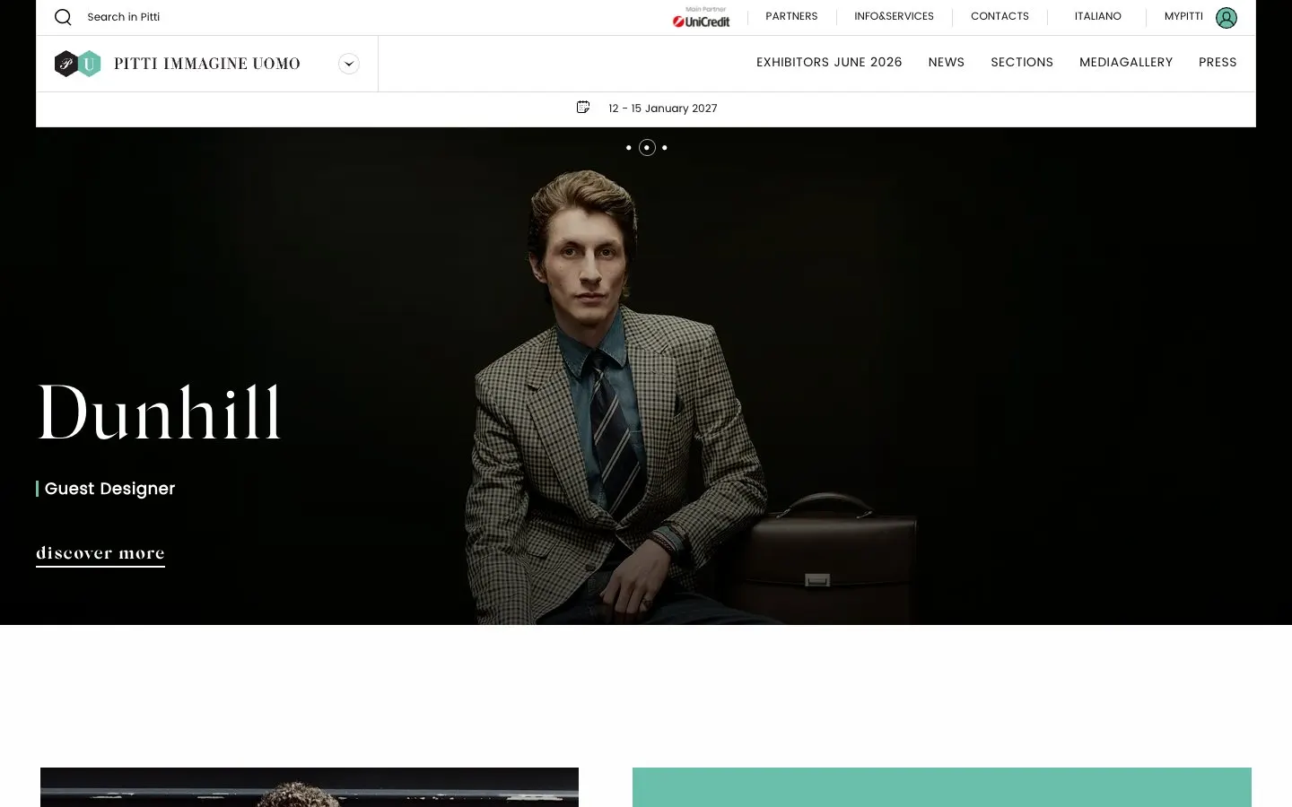 The website of Pitti Uomo