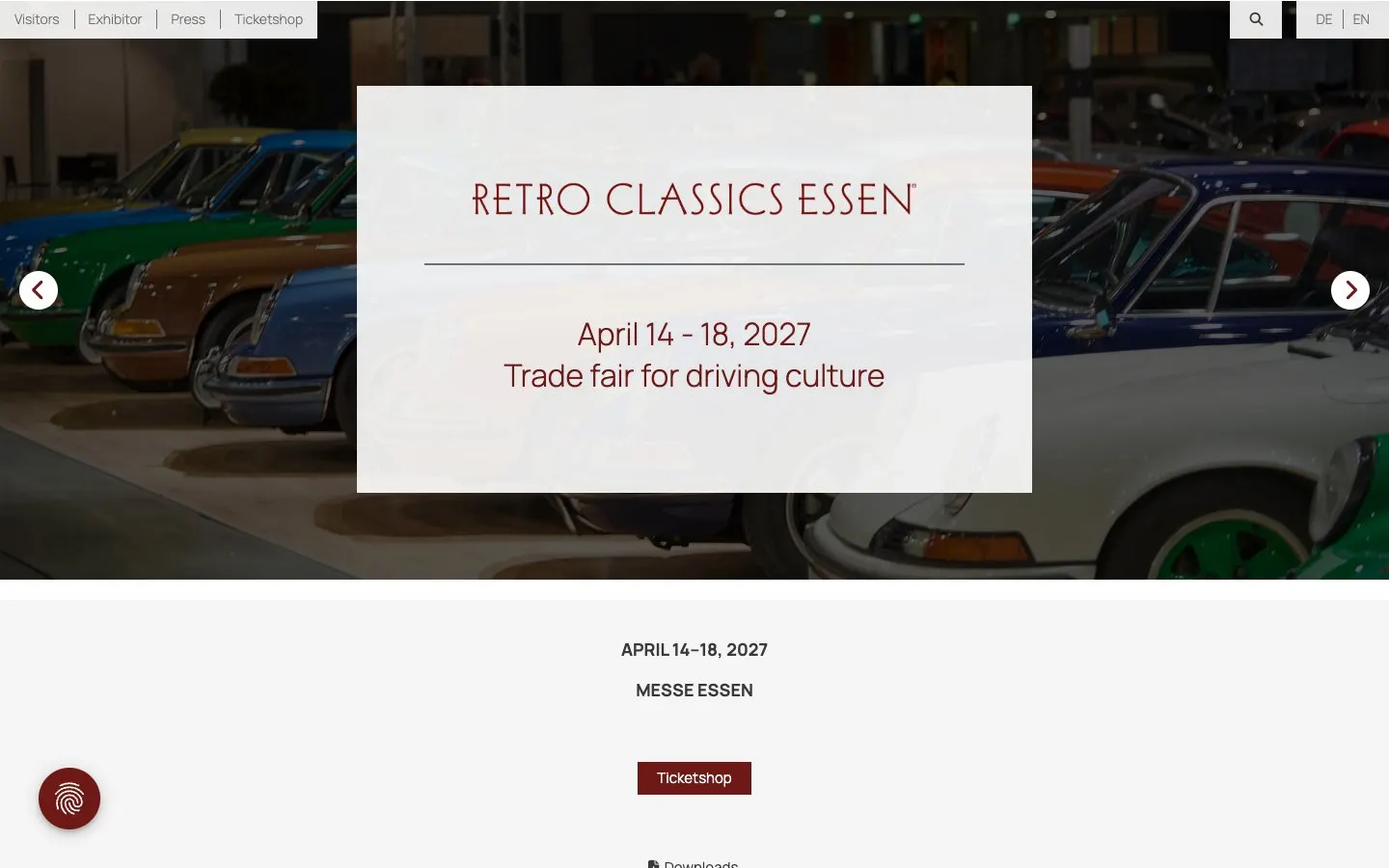 The website of Retro Classics Essen
