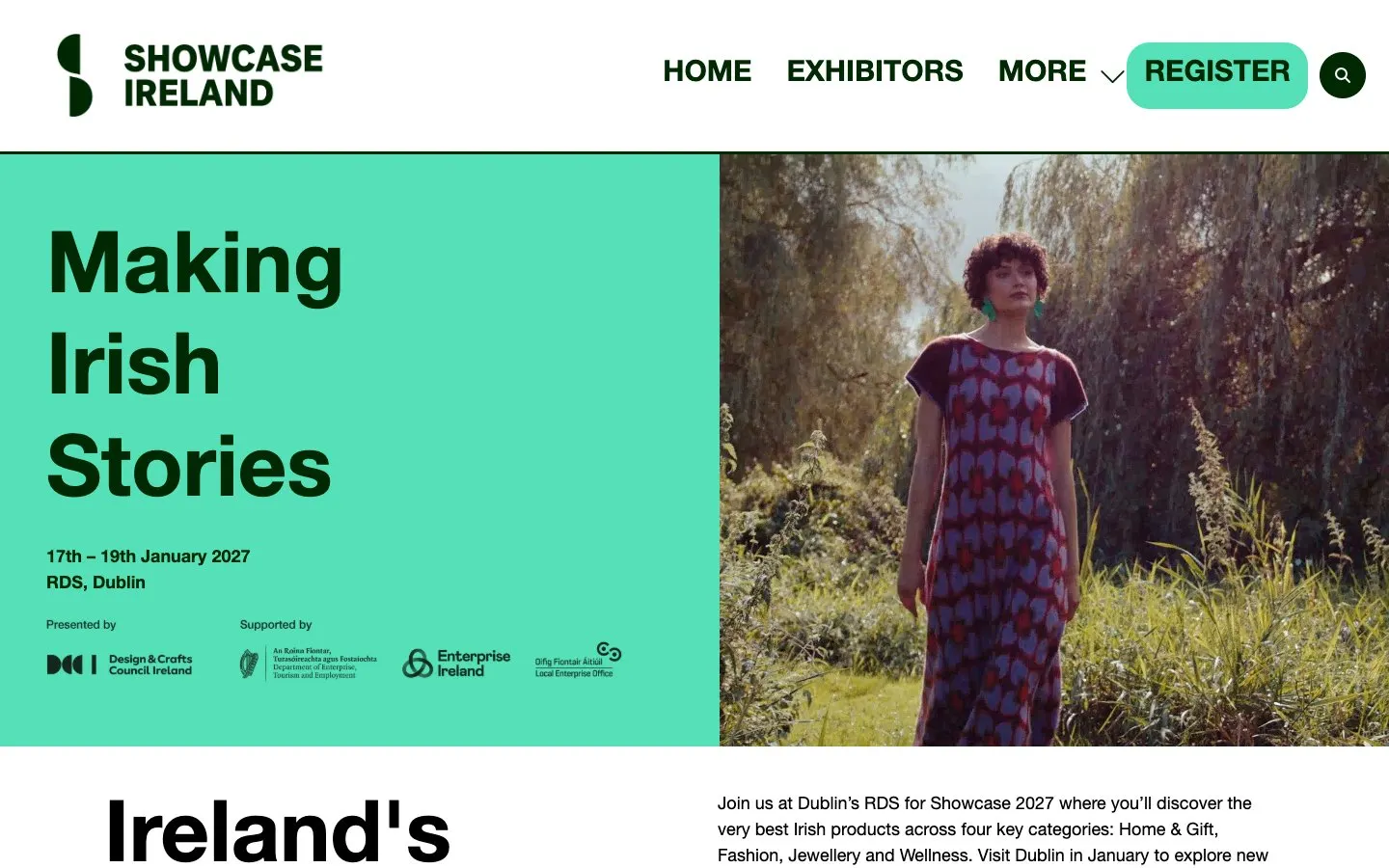 The website of Showcase Ireland