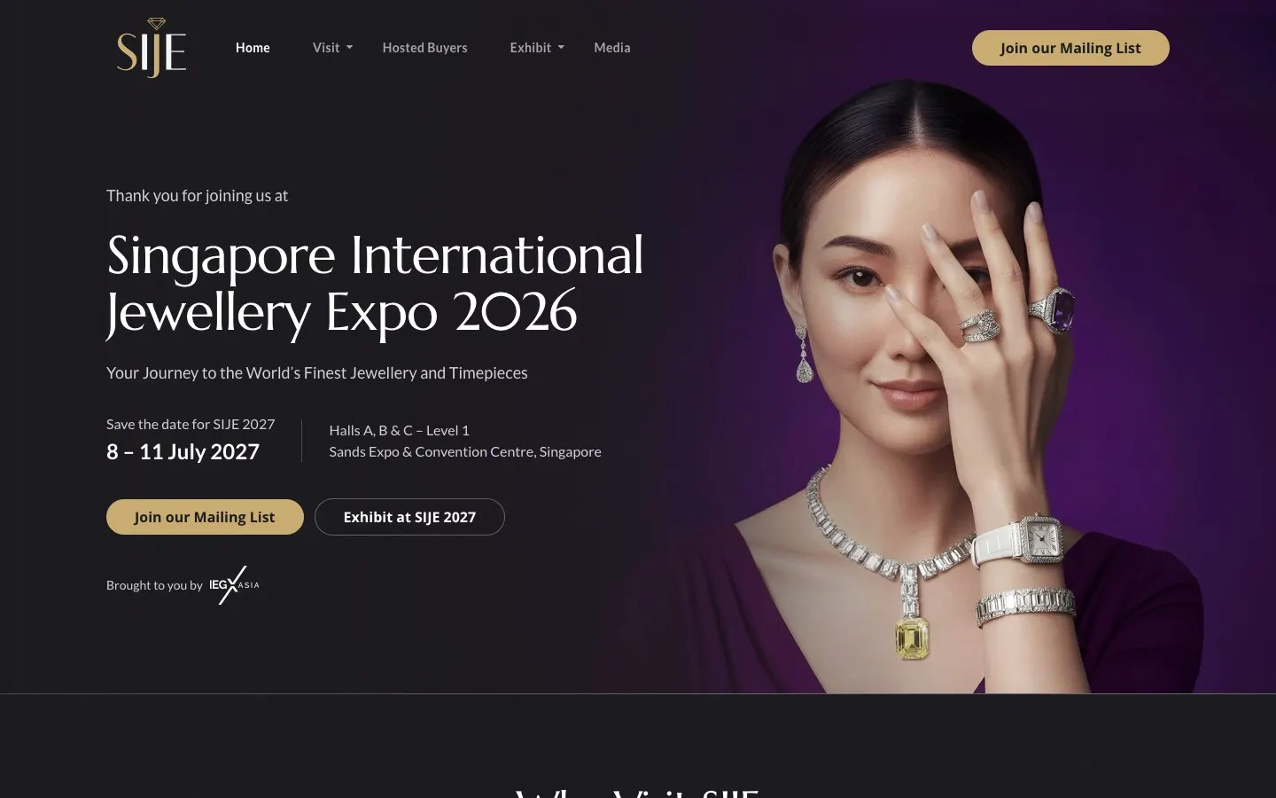 The website of Singapore International Jewellery Expo (SIJE)
