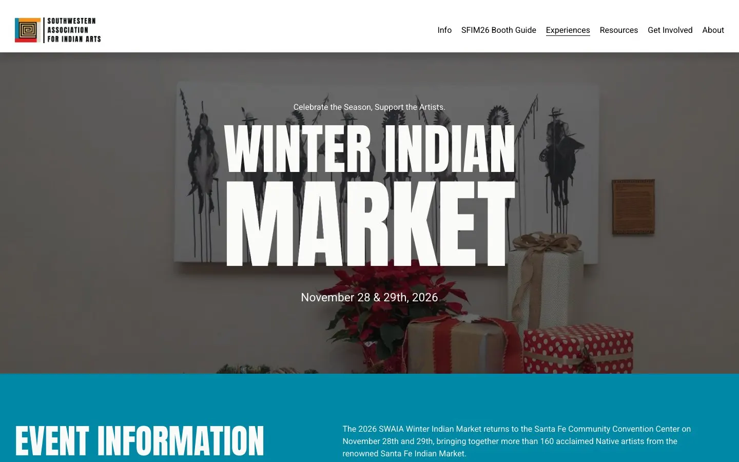 The website of SWAIA Winter Indian Market