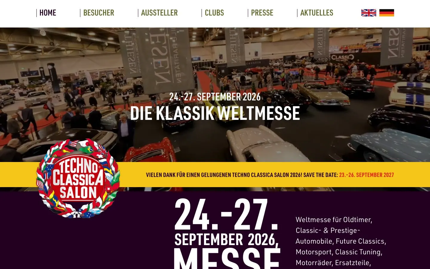 The website of Techno Classica Salon