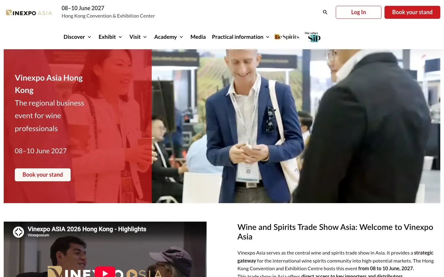 The website of Vinexpo Asia