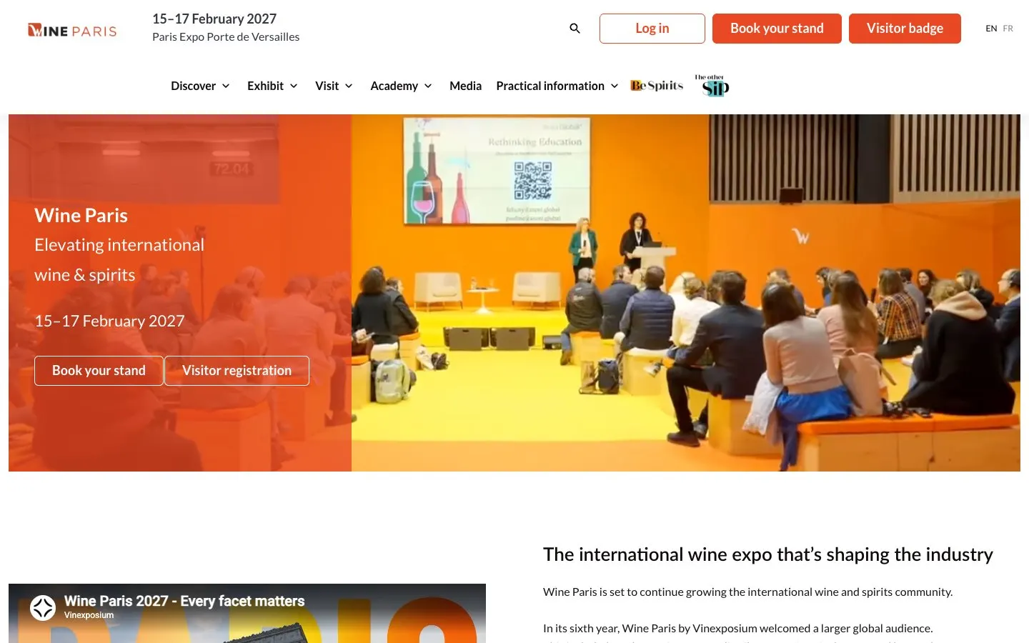 The website of Wine Paris & Vinexpo Paris