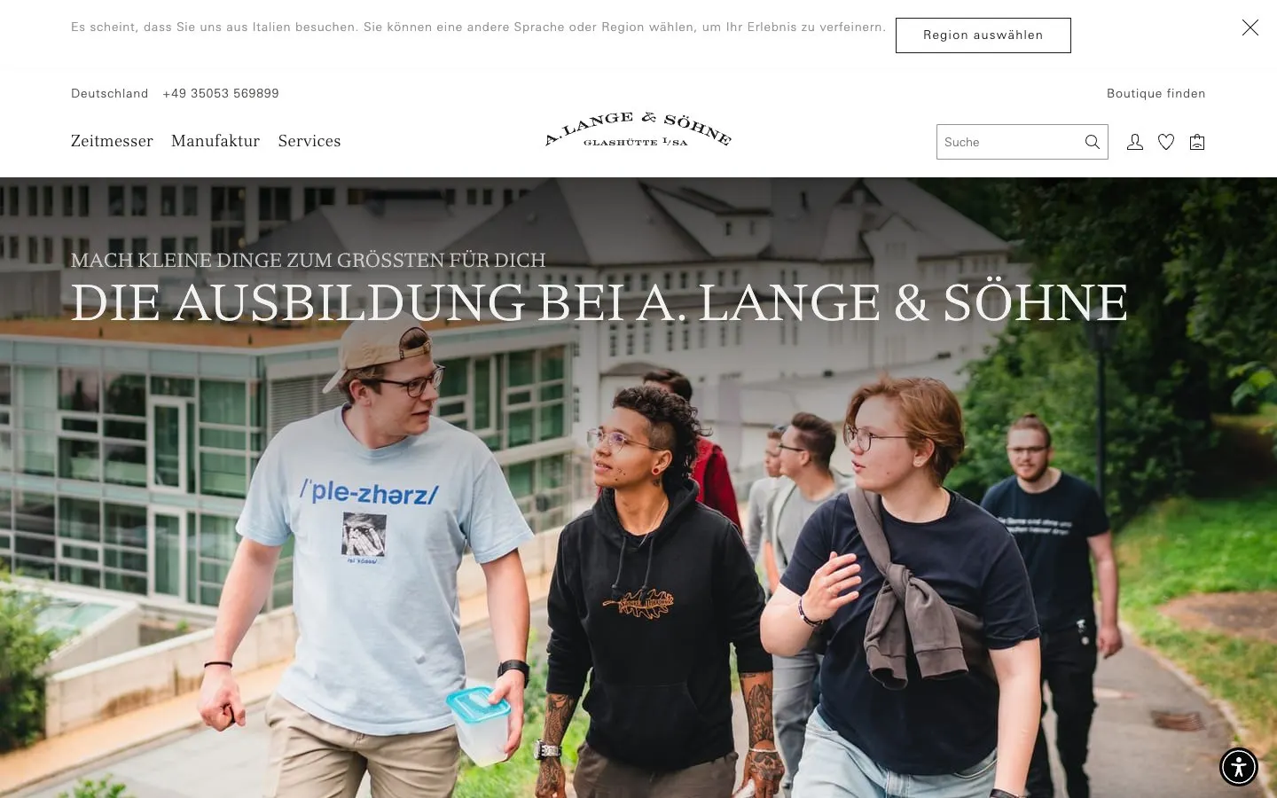 The website of A. Lange & Söhne – Ausbildung