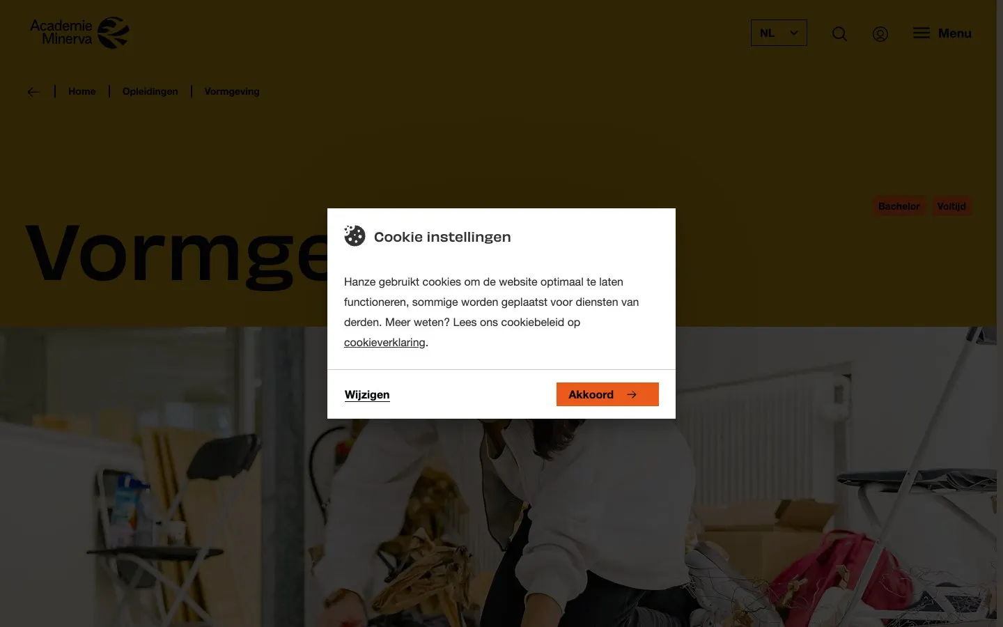 The website of Academie Minerva – Vormgeving (Product Design)