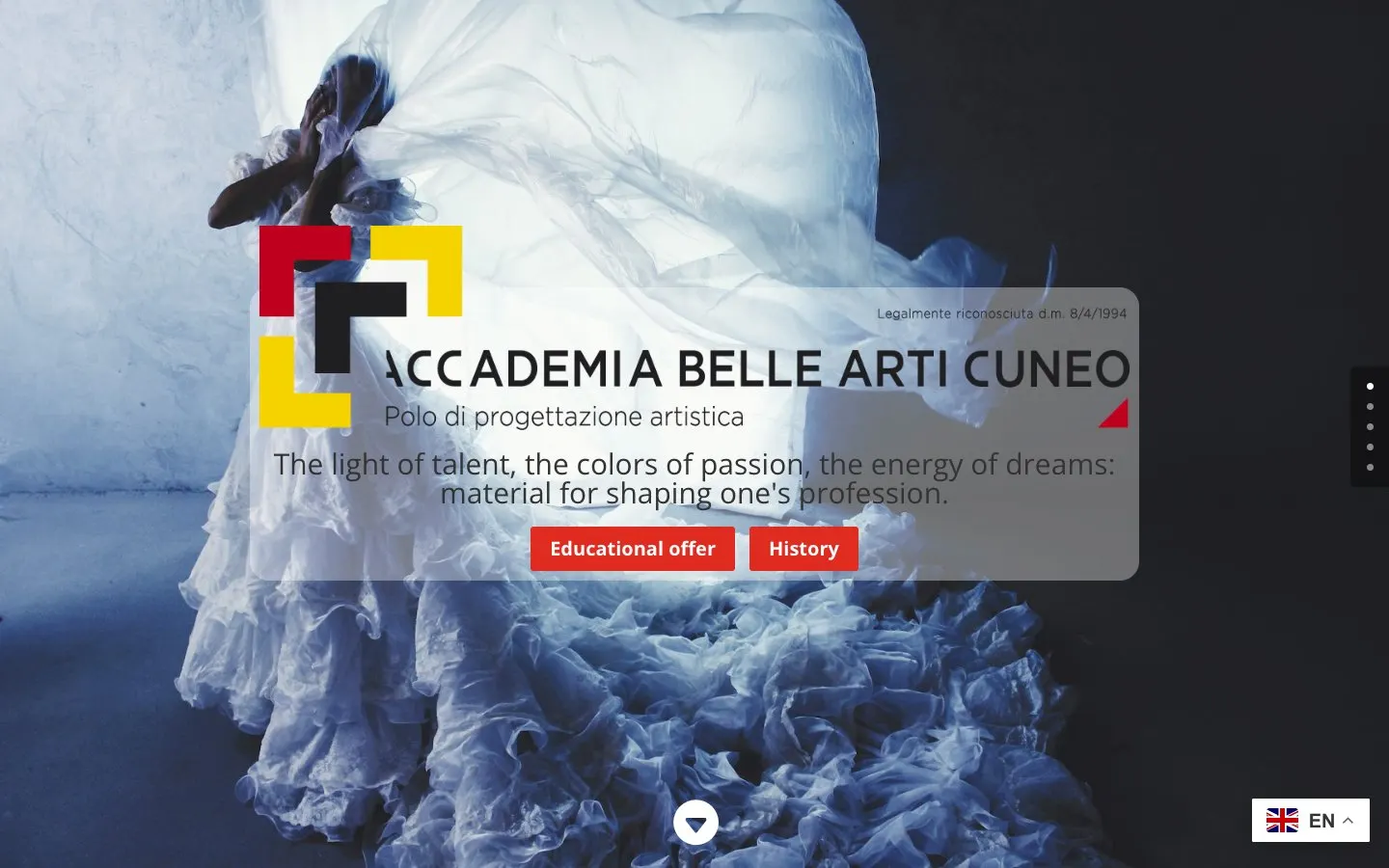 The website of Accademia di Belle Arti di Cuneo