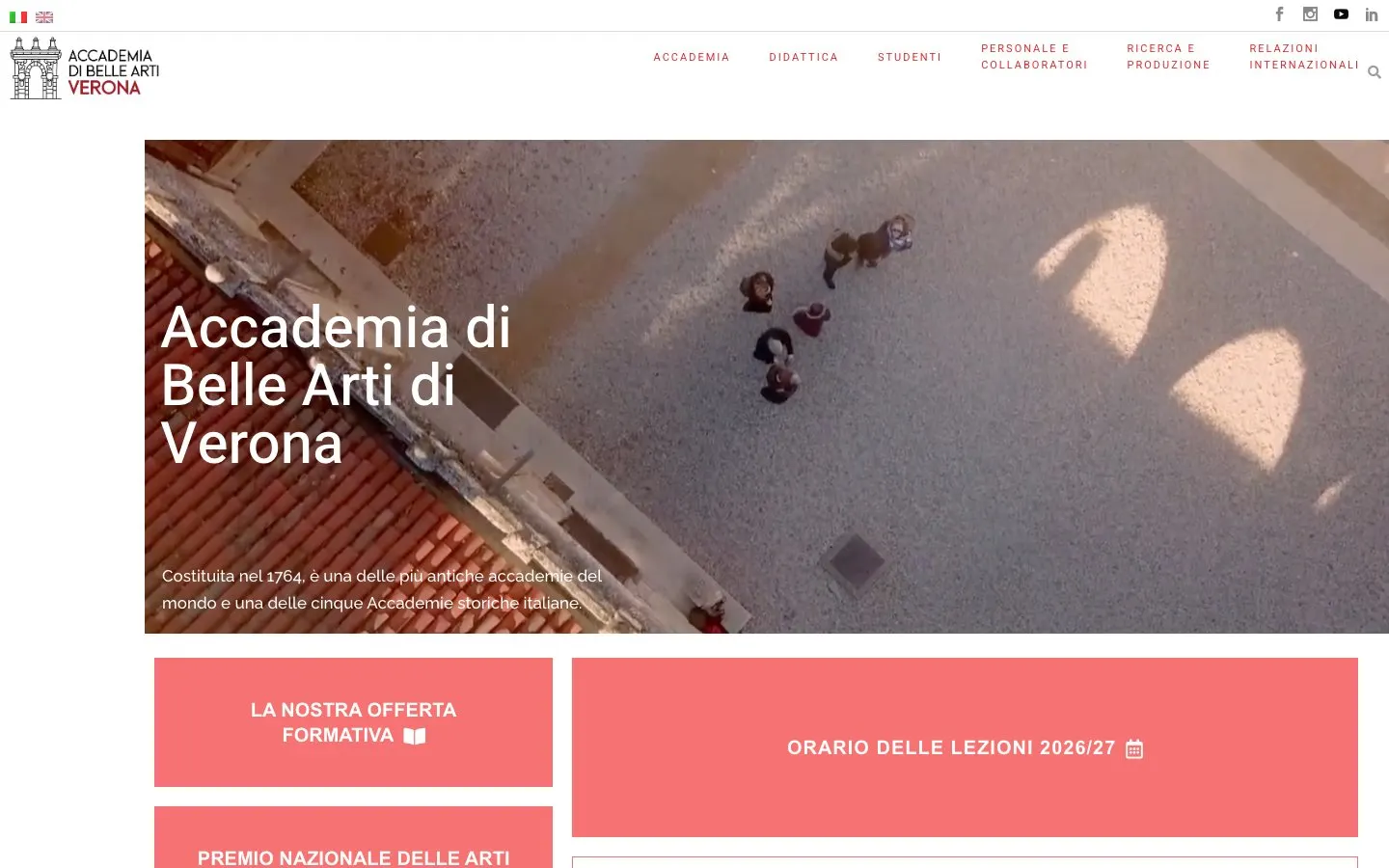 Die Website von Accademia di Belle Arti di Verona